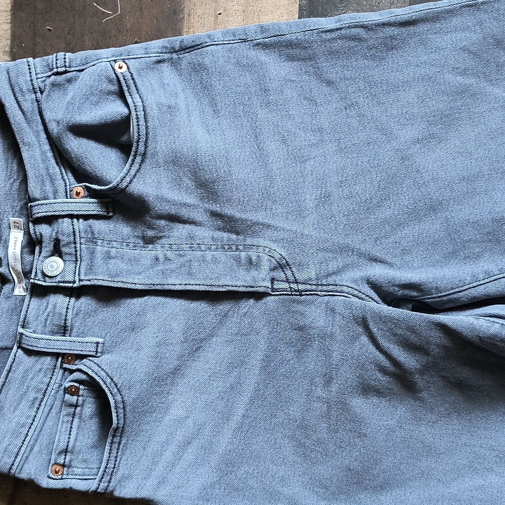 Levi's Gray Ribcage Straight Ankle Cropped Jeans Sz 27 Women - Picture 9 of 13